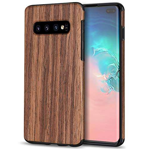 TENDLIN Galaxy S10 Plus Case Wood Grain Design and Flexible TPU Silicone Hybrid Slim Case Compatible with Samsung Galaxy S10+ (Red Sandalwood) 2