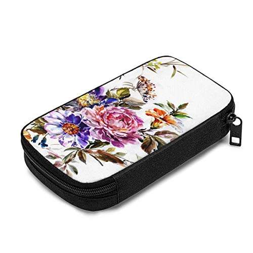 Electronic Organizer Beautiful Nature,Red Pink Flower Bunch Watercolor Travel Universal Cable Organizer Electronics Accessories Cases Gadgets Bag Cord Storage Bag for Cable,Charger,Phone,USB,SD Card 3