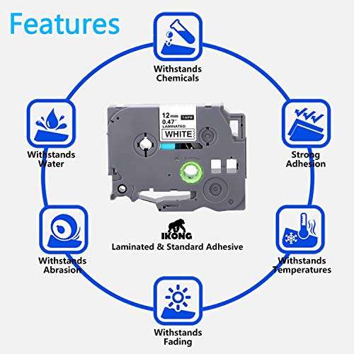 IKONG Compatible Label Tape Replacement for Brother P-Touch TZe Label Tape 12mm 0.47 Inch Laminated TZe-231 TZe931 TZe431 TZe531 TZe631 TZe731 for Ptouch PT-D210 PT-H110 PT-D400 Label Maker, 6-Pack 5