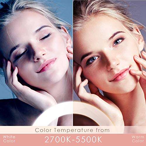 Amzdeal Ring Light with Tripod Stand19/48cm 85W Dimmable Floor Ring Light Kit 5500K 448 LED Lights Ring Light for Streaming, Makeup, Selfie Photography Compatible with iPhone Android (Upgraded) 4