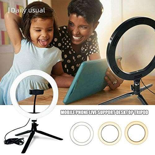 Huaze 10 Selfie Ring Light with Tripod Stand & Cell Phone Holder for Live Stream/Makeup, Mini Led Camera Ringlight for YouTube Video/Photography 6