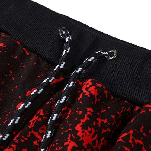 Men Shorts Athletic Casual Elastic Waist Sport Joggers Fitness Gradient Drawstring Relaxed Fit Short Pants (XL, Red) 4