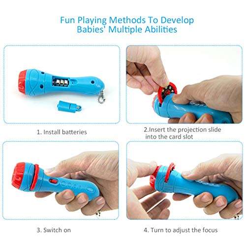 Doefo Slide Projector Torch Projection Light Story Torches Light Toy Slide Lamp Educational Learning Bedtime Night Light for Child, Kids, Infant, Toddler, Children 4
