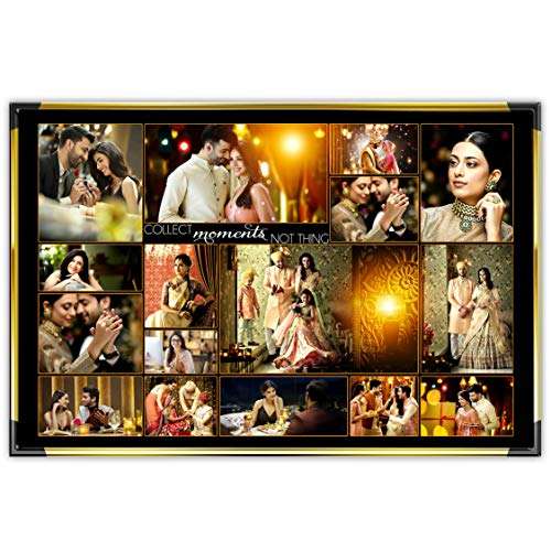 FLASHING CLICK Royal unique nontearable Golden Personalized ( Customized ) Photo frame collage with photo's 2