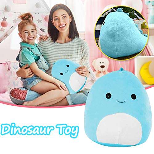 Kexle 3D Dinosaur Plush Toy Pillow, Stuffed Animals Plush Toys Toddler Dinosaur Doll Plushies for Boys Girls Small Stuffed Animal Decorations for Kids, Soft Lumbar Back Cushion (Blue-25CM) 5