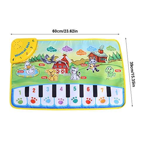 Zerone Musical Dancing Crawl Mat, Piano Keyboard Play Mat Education Music Piano Keyboard Animal Toy 5 Modes Play Singing Blanket Gym Carpet Baby 4