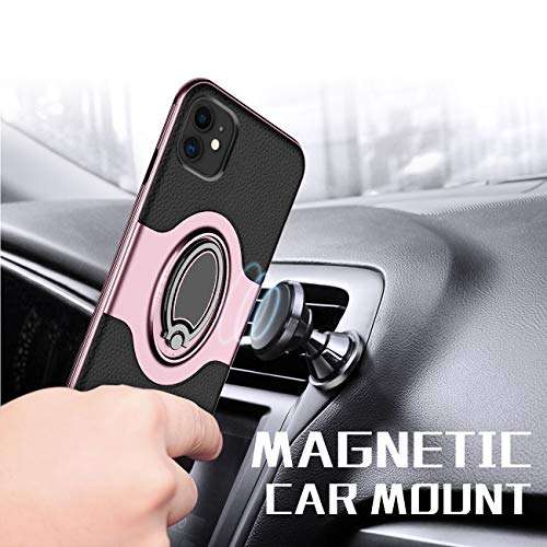 eSamcore iPhone 11 Case - Ring Holder Kickstand Cell Phone Cases + Magnetic Phone Car Mount for Apple iPhone 11 6.1 Inch 2019 [Rose Gold] 3