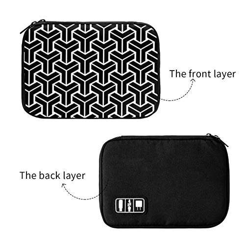 XUJ YOGA Electronics Organizer, Abstract Geometric Trippy Cubes 3D (3) Cable Organizer Bag Travel Case Cord Organizer for Hard Drives, USB Cables, Flash Drive, Phone, SD Card, Power Bank 3