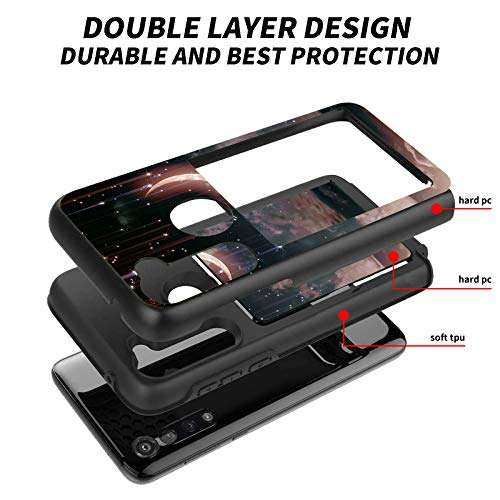 for Moto G Stylus Case, for Motorola G Stylus Wallet Case, Dual Layer Hybrid Hard PC Back Cover & Soft Silicone Shockproof Protection Phone Cases with Credit Card Slot for Moto G Stylus, Sky Moon 4