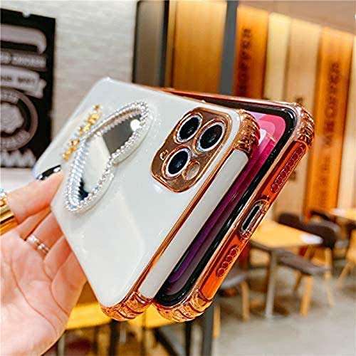 HEOLIEN Makeup Mirror Phone Case Bling Heart-Shaped Frame, Luxurious Bling Protective case for iPhone?Cute Bling Shining Protective case for iPhone (Pink,for iPhone 7 Plus/8 Plus) 6