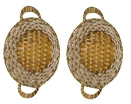 Raaya Set of 2 Serving Baskets for Home Use, Wedding Serving Baskets, Return Gift for Festivals, Home Decor Items, 25 Gram, Brown, Pack of 1 2