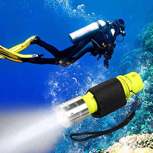Jisell Scuba Diving Flashlight 3 Modes Handheld IPX8 Waterproof Level Underwater Torch Scuba Safety Light with Battery Charger 4