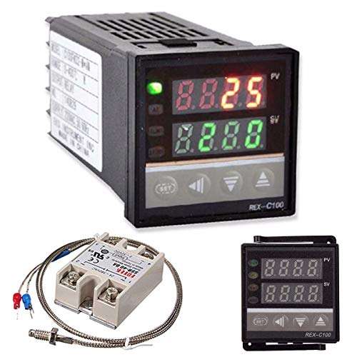 Yeefant 0?~1300? AC110V-240V 40A Alarm REX-C100 Digital PID Temperature Controller Kits All-Purpose Temperature Controller Outlet Sensor Thermostat Heating for Refrigerator Fermenter Seed Germination 4