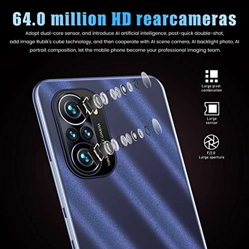 Android Phone, K40 Pro+ 6.7 inches Full-Screen SIM Free Unlocked Mobile Phone, 4GB RAM+64GB ROM, 6000mAh Battery, 32MP+64MP Camera, Android 11.0, Dual SIM, Face ID 5