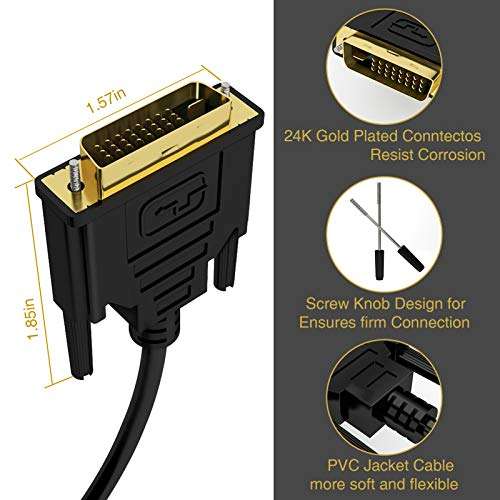 DisplayPort to DVI Cable, VANDESAIL Display Port to DVI Male to Male Adapter Gold Plated Cord, Compatible with PC, Laptop, HDTV, Projector, Monitor and More (6 FT, Black) 4