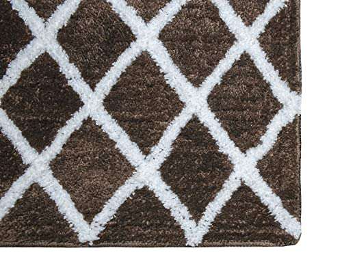 Enyra Design Bath Mat, Tufted Anti-Slip Microfiber Bathroom Rug Size - 37x57 cm, Washable Soft Touch Feel Mat for Bathroom Floor, Door, Kitchen, Entrance Way, Bedroom - Pack of 2 Piece (Coffee) 6