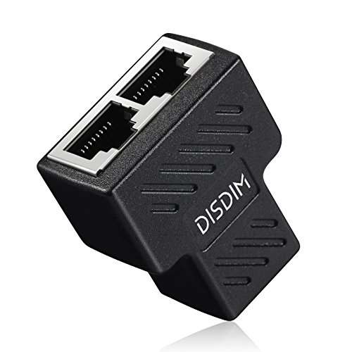 RJ45 Splitter Adapter, DISDIM 1 to 2 Port USB to RJ45 Socket Adapter Interface Ethernet Cable 8P8C Extender Plug LAN Network Connector for Cat5, Cat5e, Cat6, Cat7 2