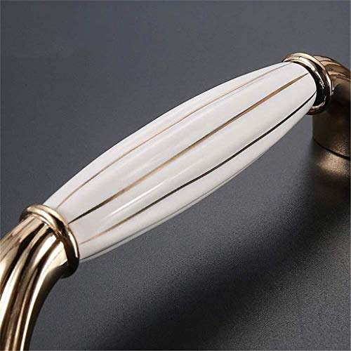 2 PCS Golden Color Ceramic Wardrobe Thick Zinc Alloy European Style Sliding Door Handle Drawer with Screws Door Handle 192mm Hole Distance 1201 2