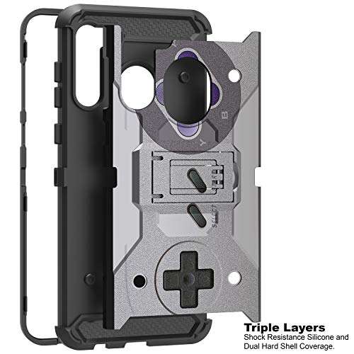 TurtleArmor | Compatible with Samsung Galaxy A21 Case (2020) | A215 [Armor Pro] Full Body Protection Armor Hybrid Kickstand Rugged Cover Holster Belt Clip Case - Classic Game Controller 3