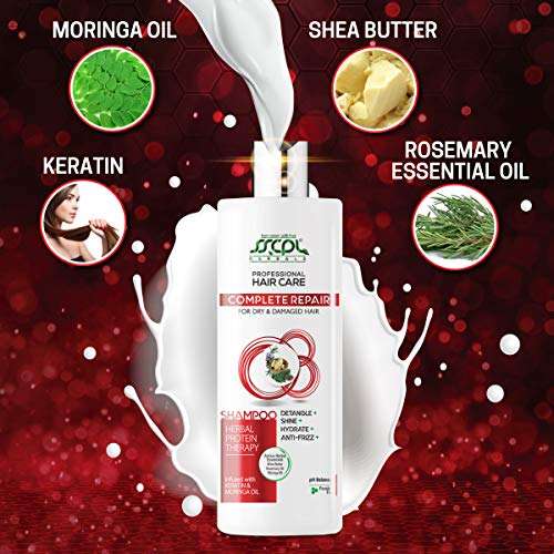 SSCPL Herbals Complete Hair Repair Shampoo for Dry & Damaged Hair with Keratin, Shea Butter, Rosemary & Moringa Oil - 200 ml (Pack of 2) 6