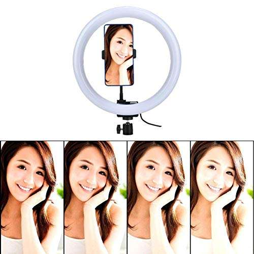 T angxi 12W 12 LED Phone Clip-on Camera Fill Light, 160 LEDs Dimmable 3200K-5600K 360░ Rotation Camera Video Ring Fill Light with Ball Head Phone Clip, for Phone/PC/Makeup/Vlog 4