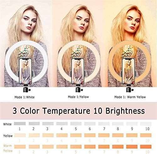 Flashes Ring Light 10 Inch Selfie Ring Light 3000-6500K 10 Levels Adjustable with Tripod Stand & Phone Holder for Makeup Live Stream LED Camera Ringlight Flashes 4