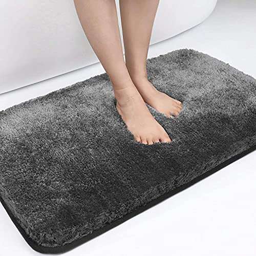 (SIWAN) 1 PC Anti Slip Bath Mat Extra Soft and Absorbent Microfiber Rug for Home, Bedroom (Grey / 60 x 40 cm) 3