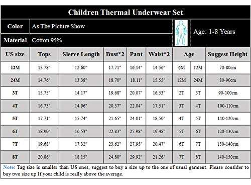 Toddler Boys Girls Thermal Underwear Long Sleeve T-Shirt Leggings 2Pcs Kids Winter Base Layer Set, (Brown,12Months) 3