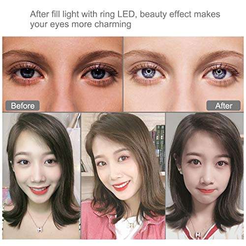 GAO-bo LED Ring Light Vlogging Selfie Photography Video Lights with Cold Shoe Tripod Ball Head & Phone Clamp,10.2 Inch 26cm USB 3 Modes Dimmable (Color : Black) 3