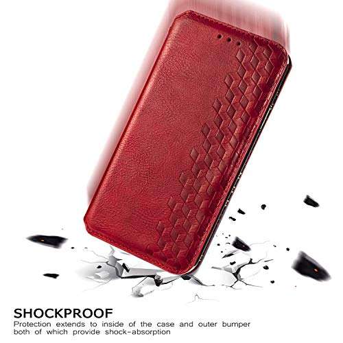 Cell Phone Case for Samsung Galaxy, Premium PU Leather Wallet Case Slim Magnetic Stand Flip Protective Cover with ID & Credit Card Slot Holder for Samsung Galaxy S20 Ultra 6.9-inch (Red) 5