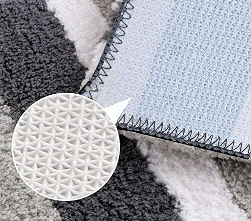 HARISONSLIVING Luxury Microfibre Super Soft (40x60 cm) & (50x80 cm) Striped 2000 GSM Bath Mat Super Absorbent Anti Skid Mats for Bathroom/ Bedroom/ Kitchen/ Door Mat/ Floor Mat (Black) Combo Pack of 2 6