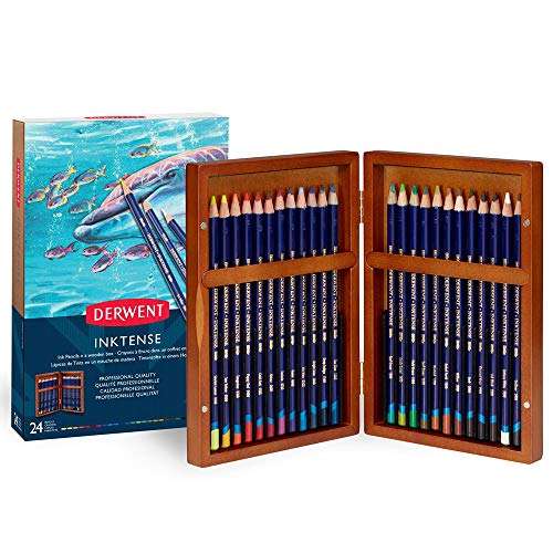 Derwent Colored Pencils, Inktense Ink Pencils, Drawing, Art, Gift Set Wooden Box, 24 Count (2302586) 2