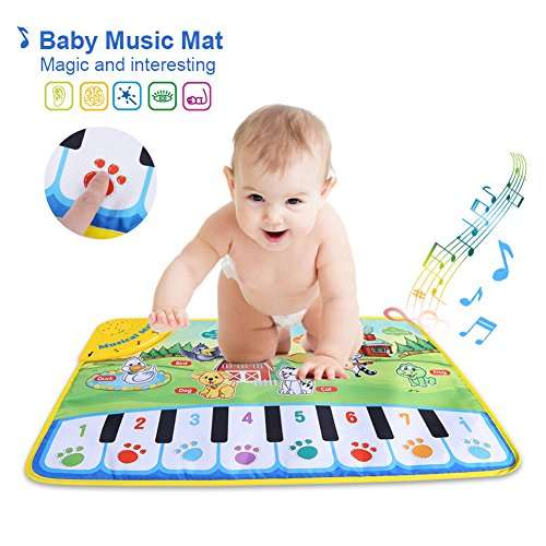 Zerone Musical Dancing Crawl Mat, Piano Keyboard Play Mat Education Music Piano Keyboard Animal Toy 5 Modes Play Singing Blanket Gym Carpet Baby 5