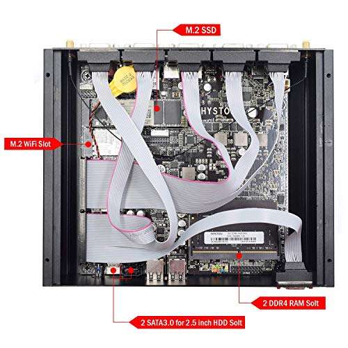 HYSTOU Mini Desktop PC,UHD Graphics 620, Quad Core i7-8565U Mini Desktop Computer,Support SATA 3.0/2.5  SSD/HDD,M.2 WiFi,Dual LAN 3