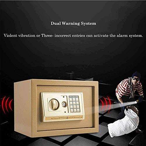 YIBOKANG Digital Keypad Safe Box,Security Safes Cabinet Steel Strongbox for Home Office Cash Money Passports,2 Manual Override Keys,Gold for Home/Office (Color : B) 5