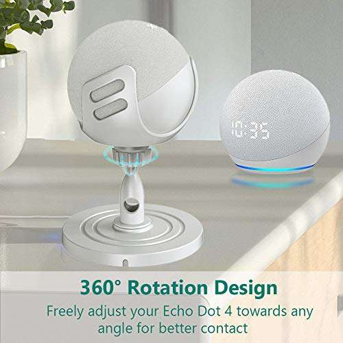 Eyglo Table Stand Mount for Echo Dot 4th Generation, Holder Bracket Accessories Compatible with Dot 4th Speaker, 360°Swivel and Anti-Slip Base (White) 5