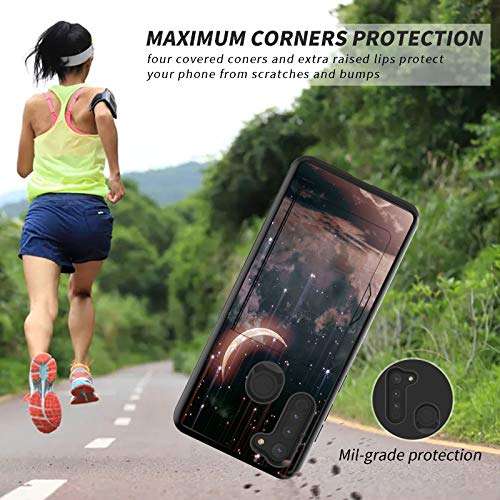 for Moto G Stylus Case, for Motorola G Stylus Wallet Case, Dual Layer Hybrid Hard PC Back Cover & Soft Silicone Shockproof Protection Phone Cases with Credit Card Slot for Moto G Stylus, Sky Moon 5