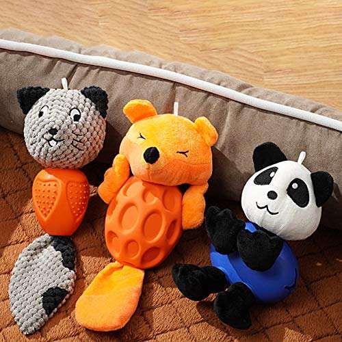 junshi11 Mini Plush Animal Toy Set,Cartoon Shape Plush Doll Molar Teeth Cleaning Dog Toy Interactive Pet Supplies-Stuffed Animal Toys C 3