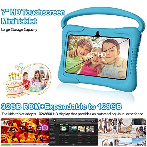 DOMATON Kids Tablet - 7 inch Android 11 Mini Tablets - 2GB RAM 32GB ROM- Tablet for Kids with Case WiFi & Parental Control (Blue) 4