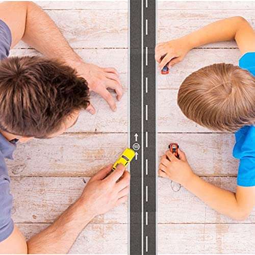 Baluue 3 Rolls Railway Track Sticker Race Car Track Road Tape Stick to Floors Walls Washi Tape Play Vehicle Supplies Kid Toy Birthday Gifts Mixed Styles 6