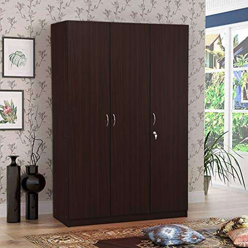 HomeTown Willy Engineered Wood Three Door Wardrobe in Walnut Colour 2