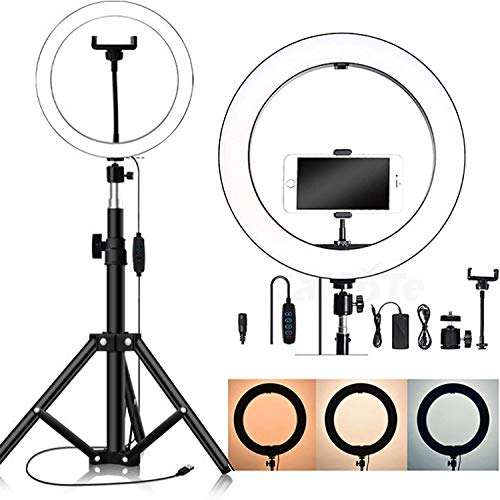 Hayfive Flashes Makeup Tripod Light, for Mobile Phone Phone Holder Stand Beauty 10 Inch 26cm Ring Flash Video Live Led Ring Light Lamp Photograph 8inch50cm Ringlight Flashes (Color : 6inch50cm) 6