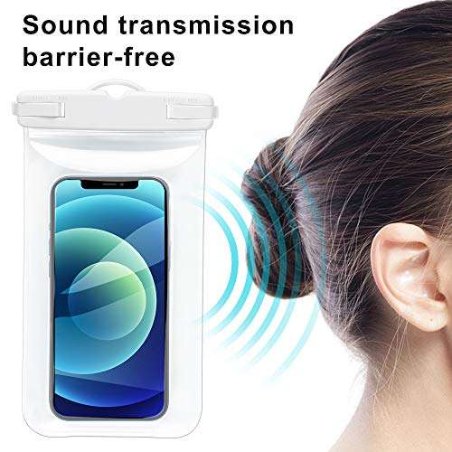 AINOYA Universal Waterproof Case 2 Pack, IPX8 Waterproof Phone Pouch Compatible with iPhone 12 Pro Max/Galaxy s21 Ultra/Pixel 5a /oneplus 9 pro up to 7" (White) 5