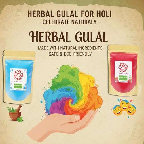 BENAVJI Holi Colours Holi Colours for Kids Family Men Women Natural Holi Colour Organic Holi Decoration Items Holi Gulal Pack of 5, 80g Each 5