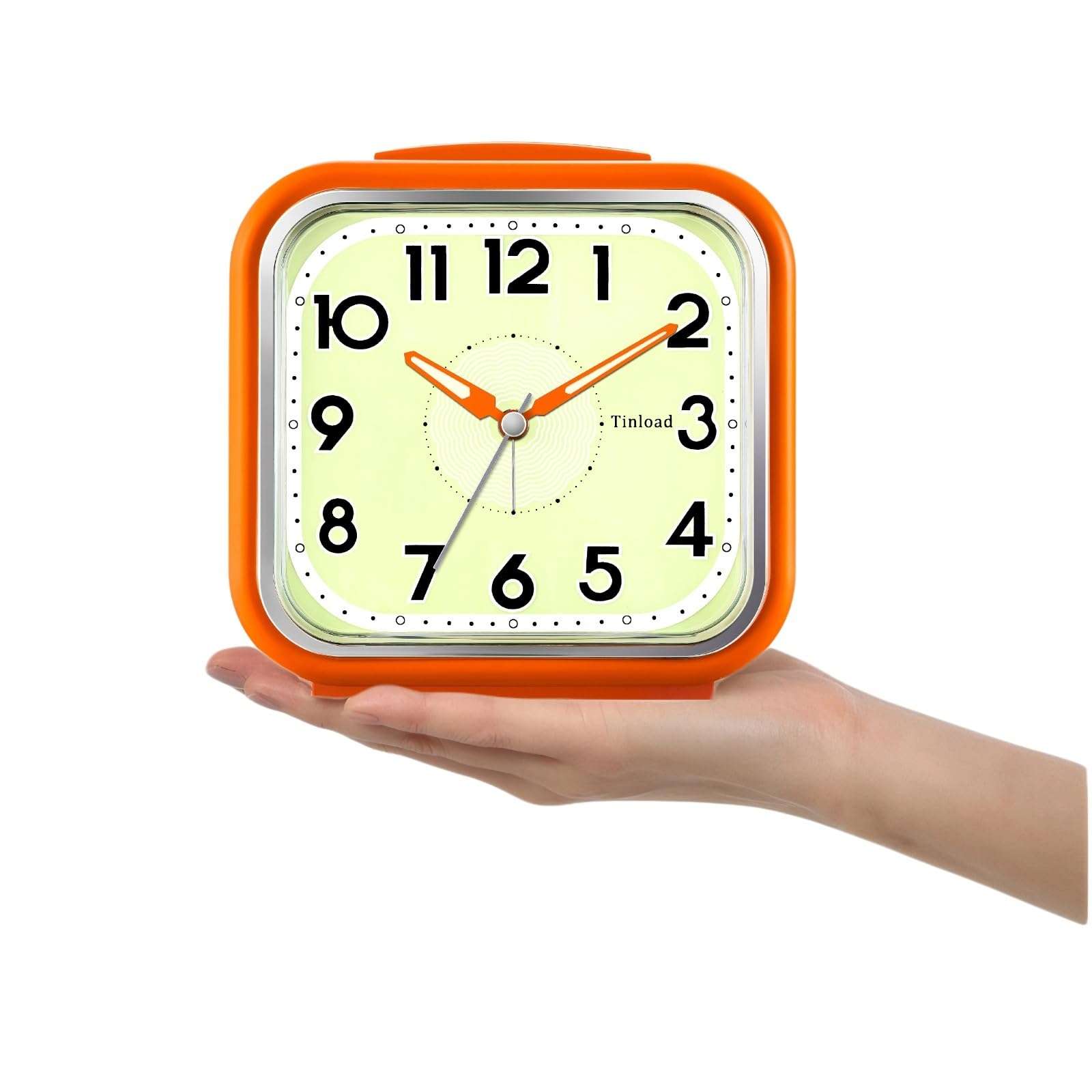 5.5" Extra Large Analog Alarm Clock Silent Non Ticking,Glow in Dark dial, Gentle Wake, Beep Sounds, Increasing Volume, Battery Operated Snooze and Manual Light, Easy Set (Best for Elder) 6