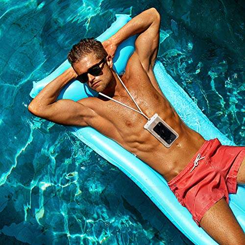 AINOYA Universal Waterproof Case 2 Pack, IPX8 Waterproof Phone Pouch Compatible with iPhone 12 Pro Max/Galaxy s21 Ultra/Pixel 5a /oneplus 9 pro up to 7" (White) 6