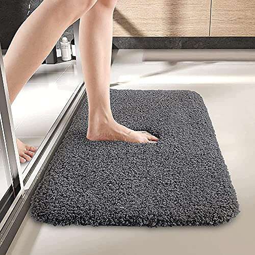 BSPS || (2 Pieces) Shaggy Doormat for Bathroom | Bedroom | Washroom | Living Room | Main Gate | Patio | Indoor | Outdoor | Kitchen | Bathmat Set of 2 ( Grey ) Anti-Skid No. 019 2