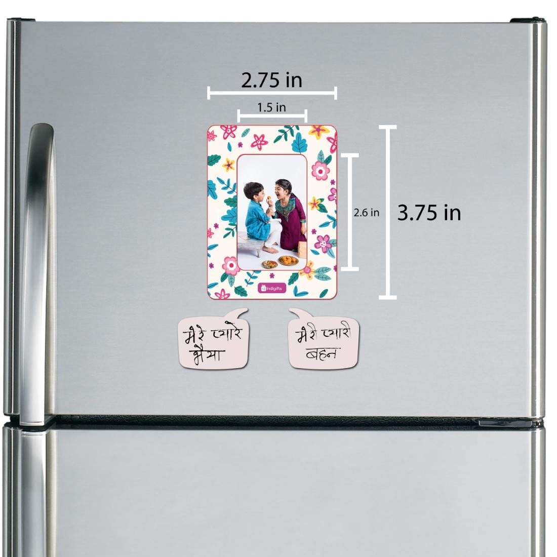 Indigifts Rakhi Gifts for Brother Sister | Rakshabandhan Quote Printed Poster Frame 6"x6", 1 Fridge Photo Magnet, Rudraksha Rakhi & Roli | Rakshabandhan Gifts, Rakhi Gift, Brother Sister 3