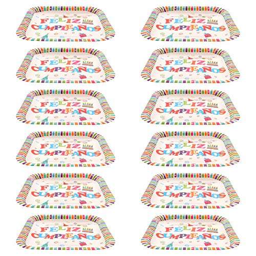 VALICLUD 30pcs 9 inch Happy Birthday Rainbow Party Supplies Feliz Cumplea±os Paper Dessert Plates for Kids 2