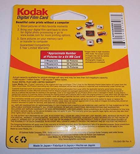 Kodak 64mb XD Memory Card - xD Picture Card - New in Retail Package 3